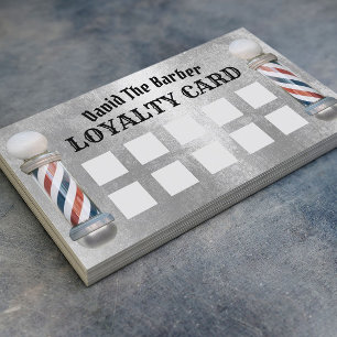 Tarjeta De Fidelización Barber Shop Barbershop Lealtad de Plata Moderna