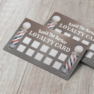 Tarjeta De Fidelización Barber Shop Barbershop Lealtad Metalizado profesio