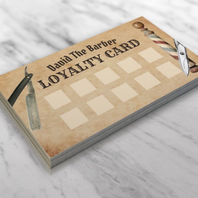Tarjeta De Fidelización Barber Shop Barbershop Puntuación de Lealtad al Cl (Subido por el creador)