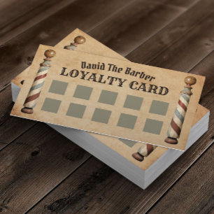 Tarjeta De Fidelización Barber Shop Barbershop Vintage Loyalty Punch