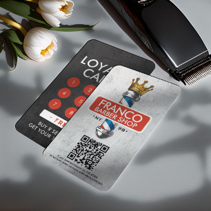 Tarjeta De Fidelización Barbería Royal Crown Barber Pole Salón de Belleza