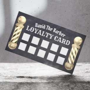Tarjeta De Fidelización Barbershop Gold Barber Shop Pole Chalkboard