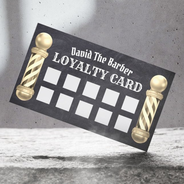 Tarjeta De Fidelización Barbershop Gold Barber Shop Pole Chalkboard (Subido por el creador)