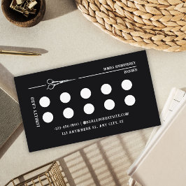 Tarjeta De Fidelización Barbershop moderno con estilo de pelo negro