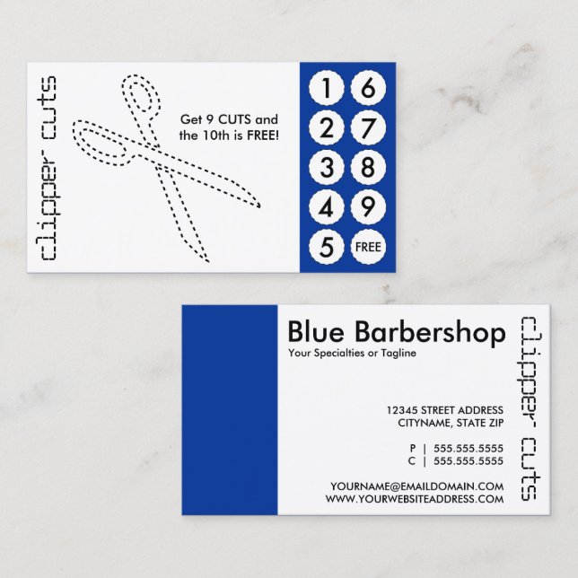 Tarjeta De Fidelización barbershop out punch cards (Anverso / Reverso)