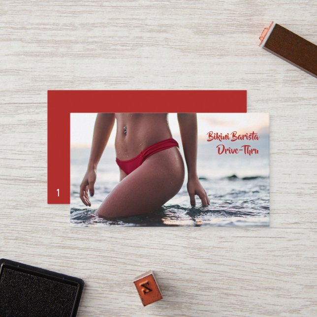 Tarjeta De Fidelización Barista Belly bikini Café en ruta horizontal (Anverso/Reverso In Situ)