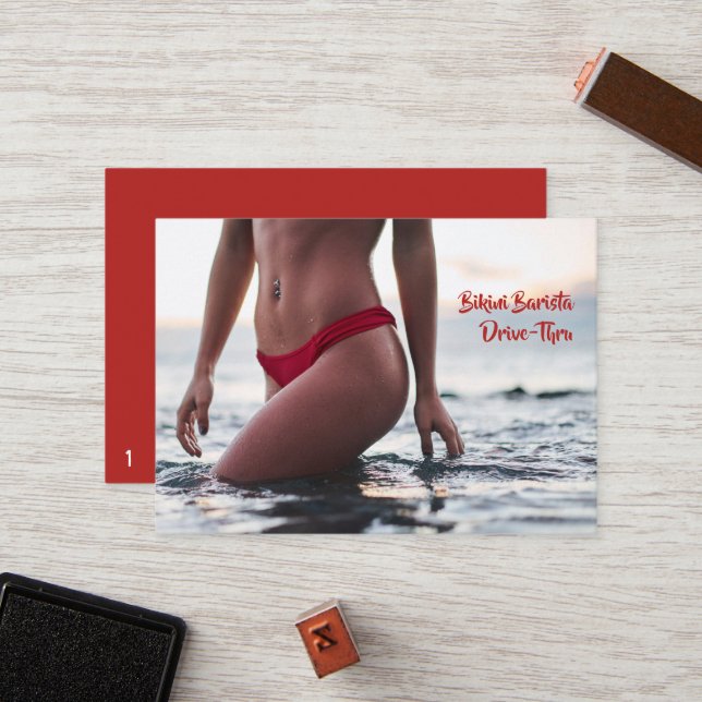 Tarjeta De Fidelización Barista Belly bikini Café en ruta horizontal (Anverso/Reverso In Situ)