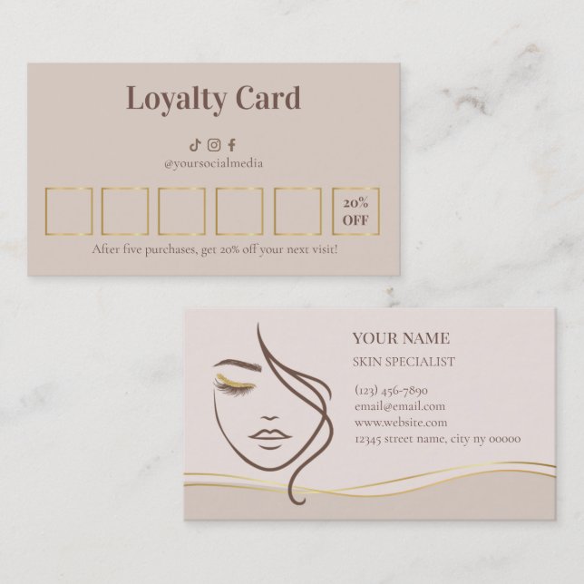 Tarjeta De Fidelización Beauty Skin Care Loyalty Card (Anverso / Reverso)