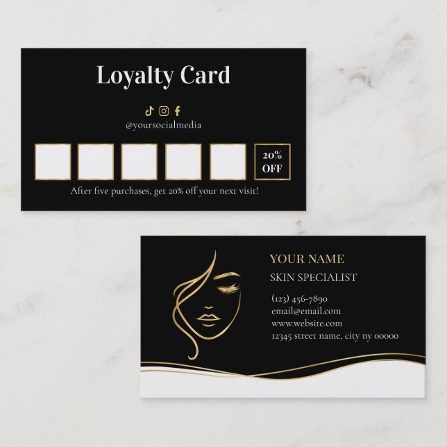 Tarjeta De Fidelización Beauty Skin Care Loyalty Card (Anverso / Reverso)