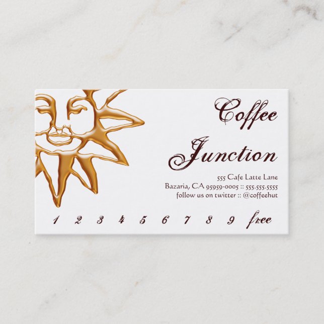 Tarjeta De Fidelización Bebida de Café Modern Sun Programa de Fidelidad Pu (Anverso)