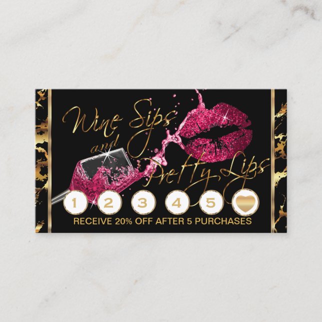 Tarjeta De Fidelización Bebidas de vino y labios de Bonito - Pink - Tarjet (Anverso)