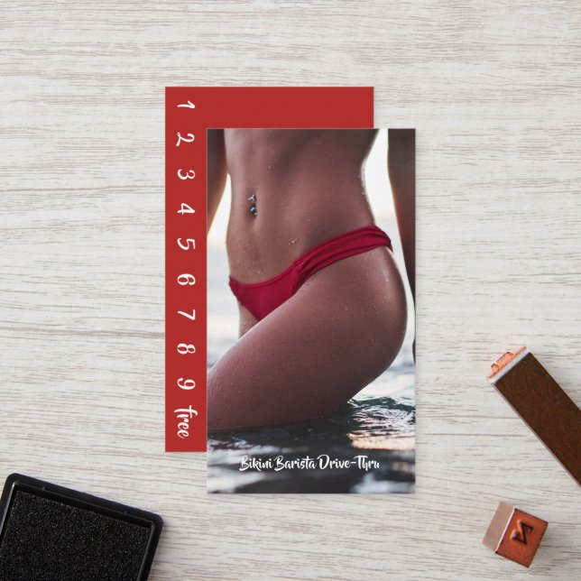 Tarjeta De Fidelización Belly bikini Barista Café Drive-Thru (Anverso/Reverso In Situ)