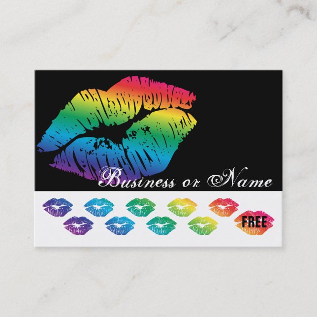 Tarjeta De Fidelización Besos de Rainbo en blanco y negro - recompensas de (Anverso)