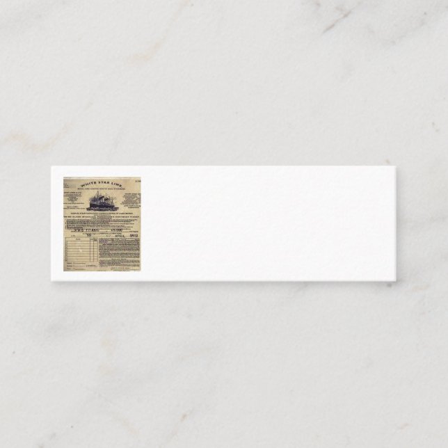 Tarjeta De Fidelización Billete para RMS Titanic 1912 (Anverso)