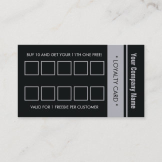 Tarjeta De Fidelización Black Blue Simple Border 10 Punch