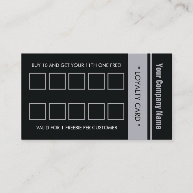 Tarjeta De Fidelización Black Blue Simple Border 10 Punch (Anverso)