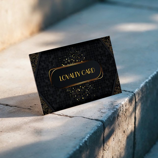 Tarjeta De Fidelización Black & Gold Elegant Customer Reward Punch (Black & Gold Elegant Customer Reward Punch Loyalty Card, Business Card, Client Card)