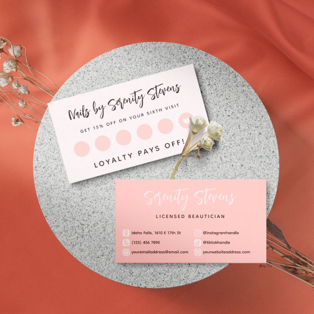 Tarjeta De Fidelización Black Script Rubor Belleza rosa 6 visitas (Subido por el creador)