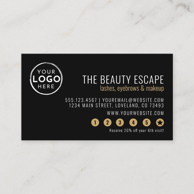 Tarjeta De Fidelización Black White Business Logo Loyalty Card (Anverso)