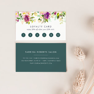 Tarjeta De Fidelización Bloom vibrante Lealtad floral acuarela