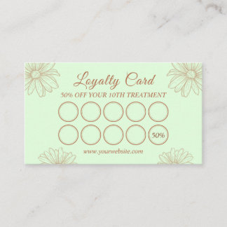 Tarjeta De Fidelización Blush Green loyalty Card for Salon & Beauty Artist
