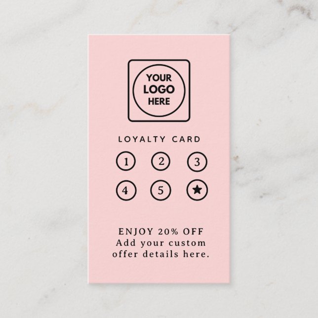 Tarjeta De Fidelización Blush Pink Logo | Modern Business Loyalty Design (Anverso)