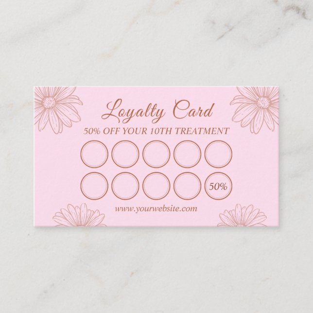 Tarjeta De Fidelización Blush Pink Loyalty Card for Salon & Beauty Artists (Anverso)