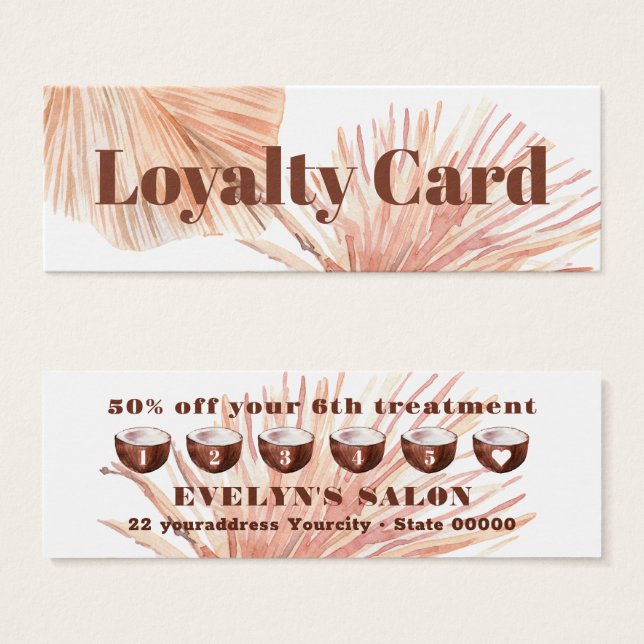 tarjeta de fidelización boho tropical mini (Anverso y reverso)