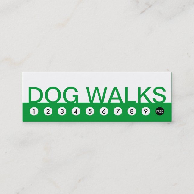 Tarjeta De Fidelización bold DOG WALKS lealtad al cliente (Anverso)