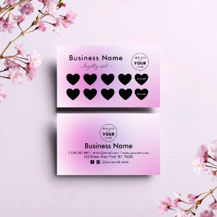 Tarjeta De Fidelización Bonito Rosa Minimalista Añade tu Salón De Belleza