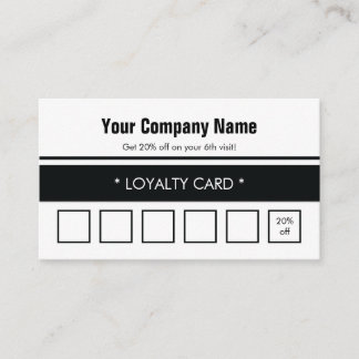 Tarjeta De Fidelización Borde simple blanco negro de 6 puntas