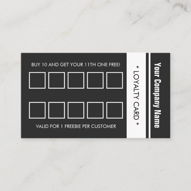 Tarjeta De Fidelización Borde simple gris blanco 10 punzonado (Anverso)