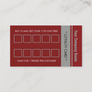 Tarjeta De Fidelización Borde simple gris rojo 10 punzonado