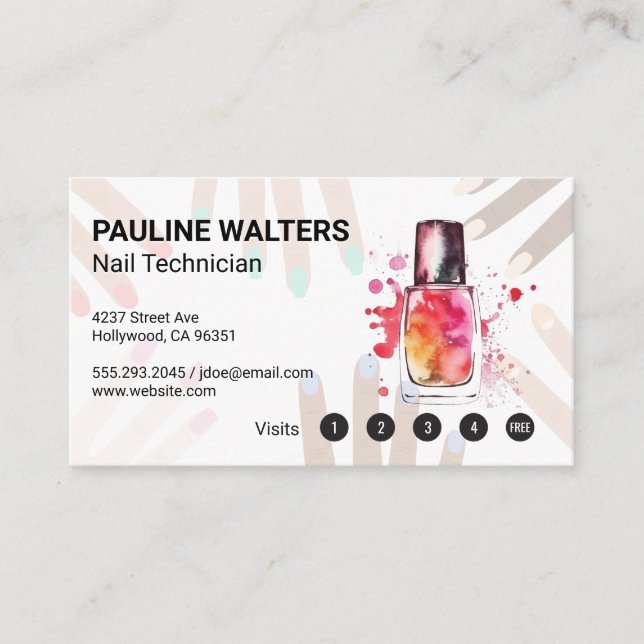 Tarjeta De Fidelización Botella de uña y tapón | Manicura (Anverso)