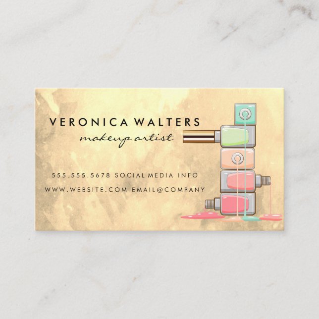 Tarjeta De Fidelización Botellas polacas de Nail con goteo apilado (Anverso)