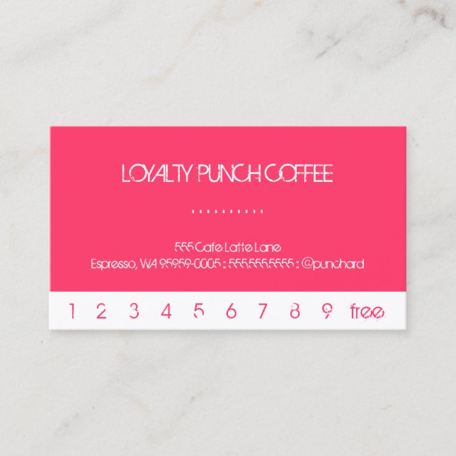 Tarjeta De Fidelización Bright Pink Punch Loyalty Coffee Card (Anverso)