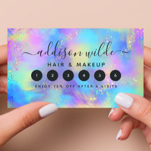 Tarjeta De Fidelización Brillo holográfico Ópalo Negocio Iridescente