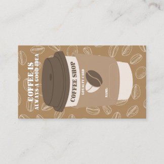 Tarjeta De Fidelización Brown Editable Coffee House Stamp Loyalty Card