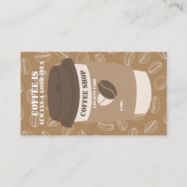 Tarjeta De Fidelización Brown Editable Coffee House Stamp Loyalty Card (Anverso)