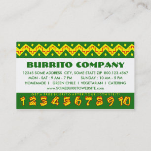Tarjeta De Fidelización buritto del arriba (tarjeta de sacador de la