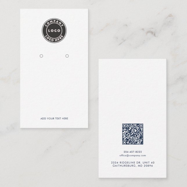 Tarjeta De Fidelización Business Logo and QR Code Earrings Display Card (Anverso / Reverso)