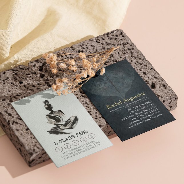 Tarjeta De Fidelización BW Instructor de Yoga Brushstrokes Clase Lealtad d (Subido por el creador)