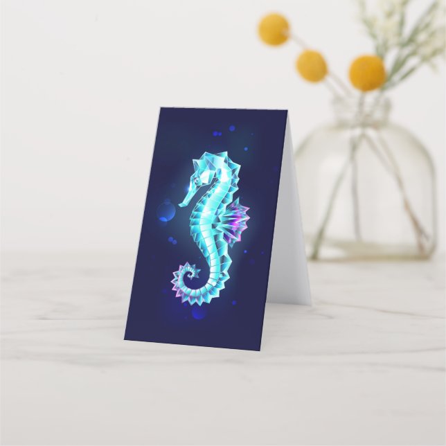 Tarjeta De Fidelización caballito de mar de hielo de cristal sobre fondo a (Reverso)