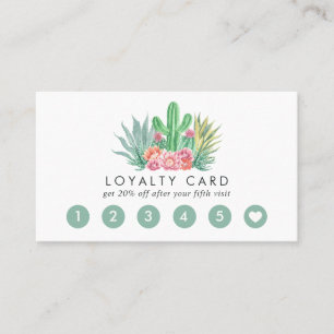 Tarjeta De Fidelización Cactus acuarela