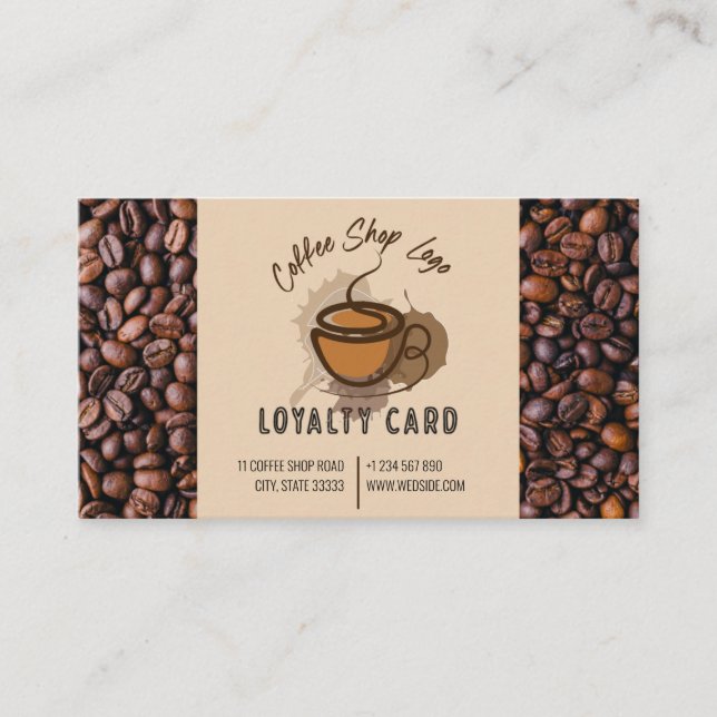 Tarjeta De Fidelización Café Casual Beans Añada su Cafetería Logo (Anverso)