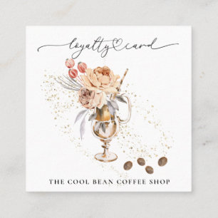 Tarjeta De Fidelización ~* Cafe floral - Coffee Bean Espresso QR Rewards