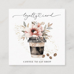Tarjeta De Fidelización *~* Café Floral Para Ir Premios QR Espresso