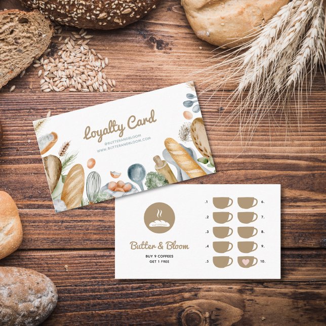 Tarjeta De Fidelización Café libre Boho de panadería (Boho Bakery Free Coffee Loyalty Card)