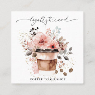 Tarjeta De Fidelización *~* Café Para Ir - Espresso QR Recompensa Floral