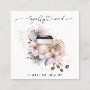 Tarjeta De Fidelización *~* Café Para Ir Espresso QR Recompensa Floral